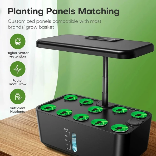 Ahopegarden Topraksız Yetiştirme Sistemi: 10 Pods Bitki Kiti - Siyah - 3