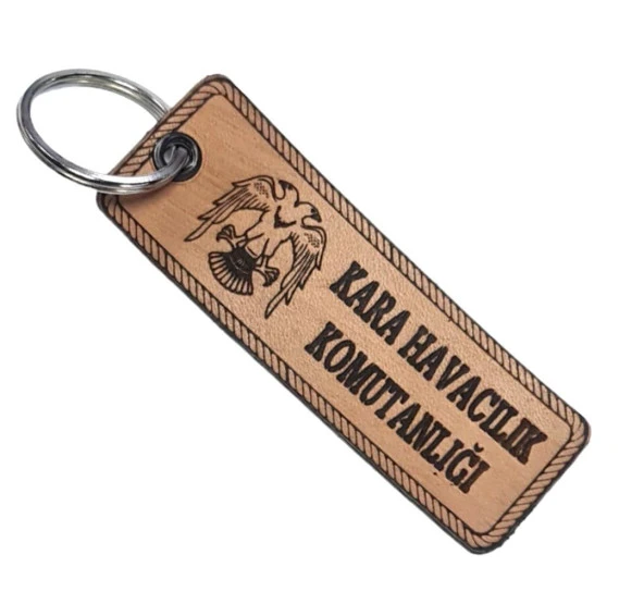 Kara Havacılık Komutanlığı Deri Anahtarlık  - Arma - Leather Key Holder