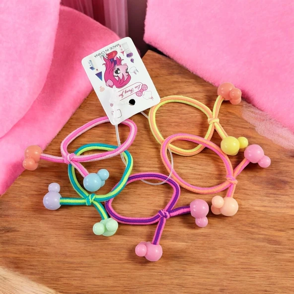 Minnie Kalpli Kız Bebek Lastikli Toka 5li ürün görseli 1