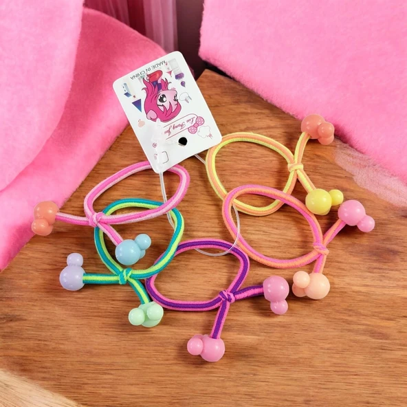 Minnie Kalpli Kız Bebek Lastikli Toka 5li - Resim 4