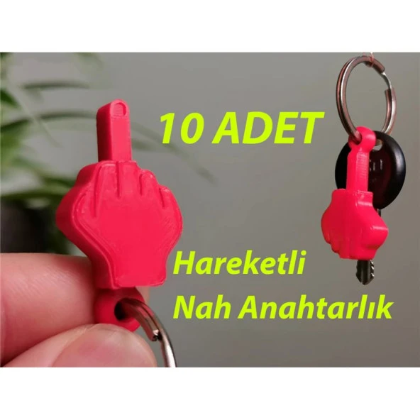 Hareketli Orta Parmak Nah Anahtarlık 10 Adet - 3
