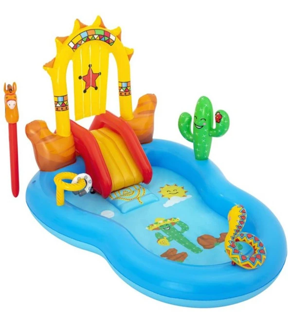 Bestway 53118 Wild West Kaydıraklı Fıskiyeli Aksesuarlı AquaPark Şişme Eğlence Havuzu -264x188x140 cm - 2