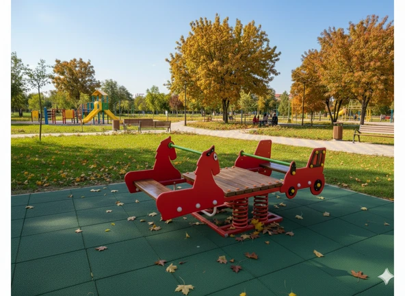 Kompakt Tahterevalli, At ve Araba Figürlü Model