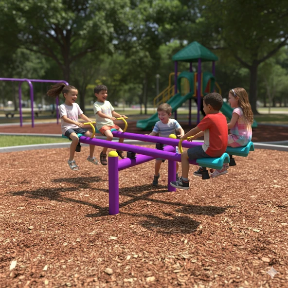 Dörtlü Tahterevalli Metal, Çocuk Oyun Elemanı - Resim 4