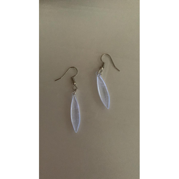 Şeffaf Renk Gece Mavi Neon Olan Gümüş Aksesuar Büyük Simetrik Şekil Sallantılı Epoksi Küpe Hediyelik - Resim 3