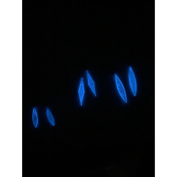 Şeffaf Renk Gece Mavi Neon Olan Gümüş Aksesuar Büyük Simetrik Şekil Sallantılı Epoksi Küpe Hediyelik - Resim 5