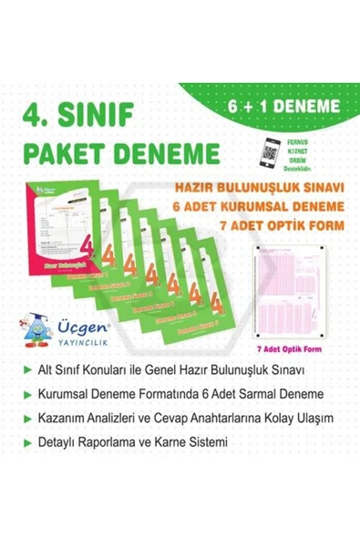 4.Sınıf - PAKET DENEME 7 li + Optik Form ürün görseli 1