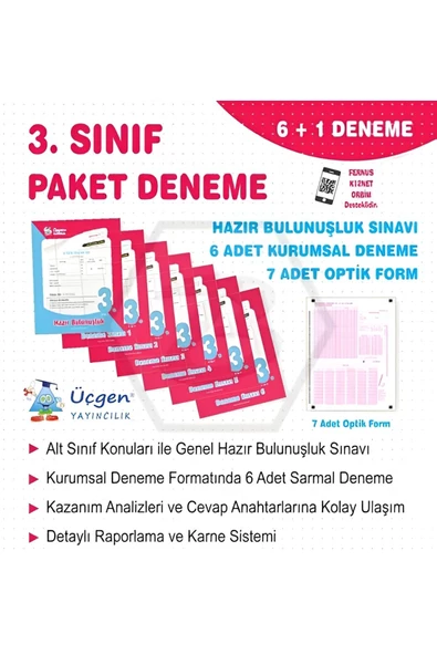 3. Sınıf - PAKET DENEME 7 li + Optik Form ürün görseli 1