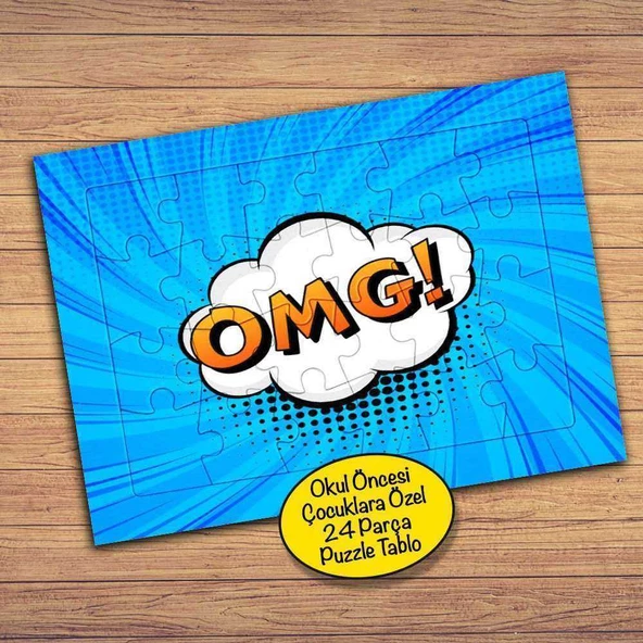 OMG Mavi Çizgi Vektör Efektli 24 Parça Özel Yapboz Tablo-13754 - 1