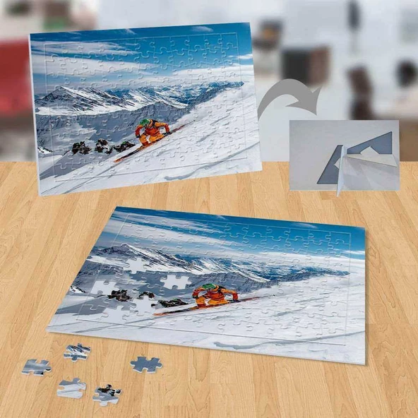 Dağda Kayak Yapan İnsan 99 Parça Puzzle Yapboz-p049 - 1