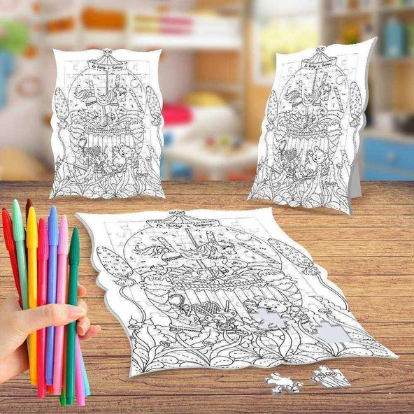 Atlı Karınca Boyama Puzzle Tablo Çocuk Eğitici Yapboz