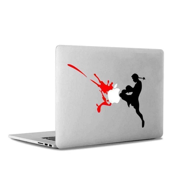 Kırmızı Siyah Kick Boks Mac Book Laptop Sticker, Etiket, Çıkartma - 1