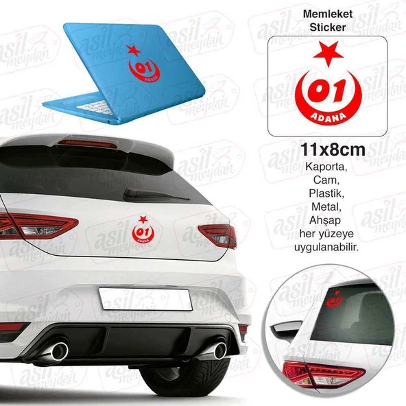 Adana Plaka 01 Ay Yıldız Kırmızı Sticker, Oto, Araba, Araç, Etiket, Aksesuar, Tuning, Modifiye, Arma