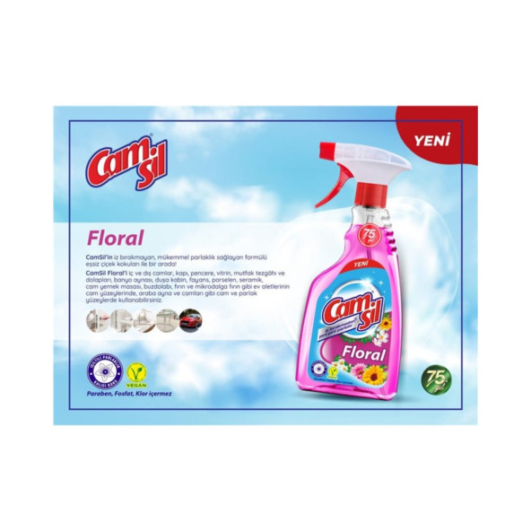Camsil Floral Cam Temizleyici 500 ml x 5 Adet - Resim 3