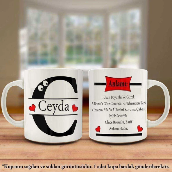 Ceyda İsmi ve Anlamı İsme Özel Tasarım Kupa Bardak Arkadaş ve Sevdiklerinize Hediyelik