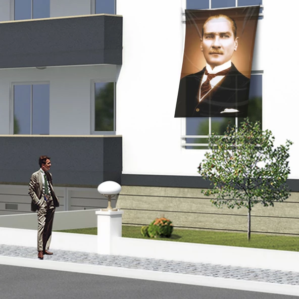 Takım Elbiseli Şık Gazi Mustafa Kemal Atatürk Portre - Poster Bayrak ATA22