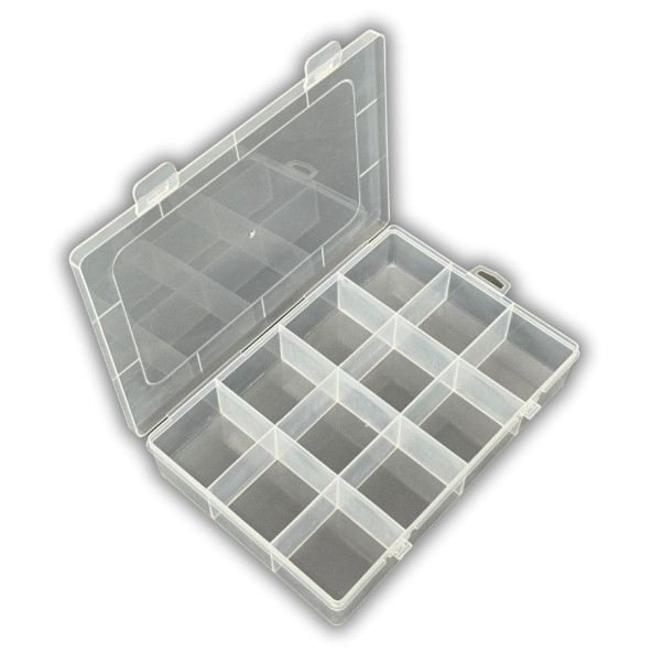 12 Bölmeli Kolye, Yüzük, Takı Düzenleyici Organizer Plastik Şeffaf Kutu 13x19x3.5cm