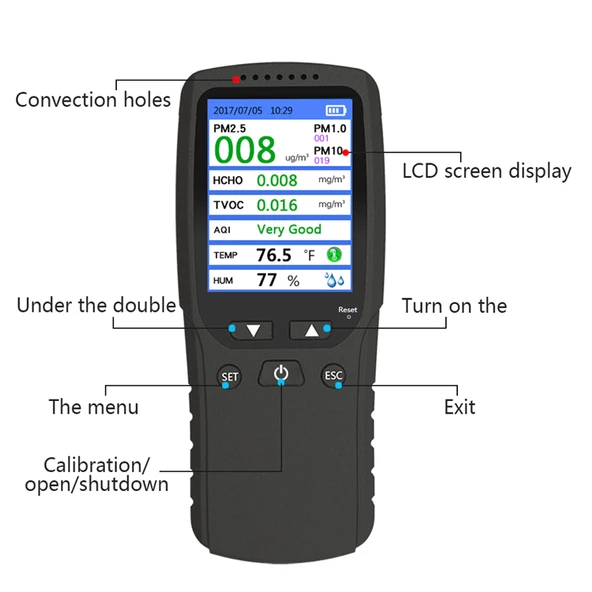 OEM DM106A Çoklu Gaz Analiz Cihazı TVOC HCHO AQI PM1.0 PM10 HUM - 4