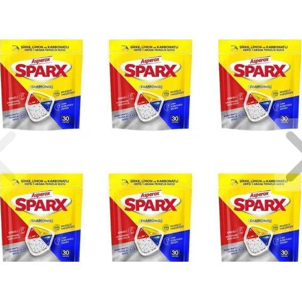 Asperox Sparx Bulaşık Makinesi Tableti 30'lu 6 Adet