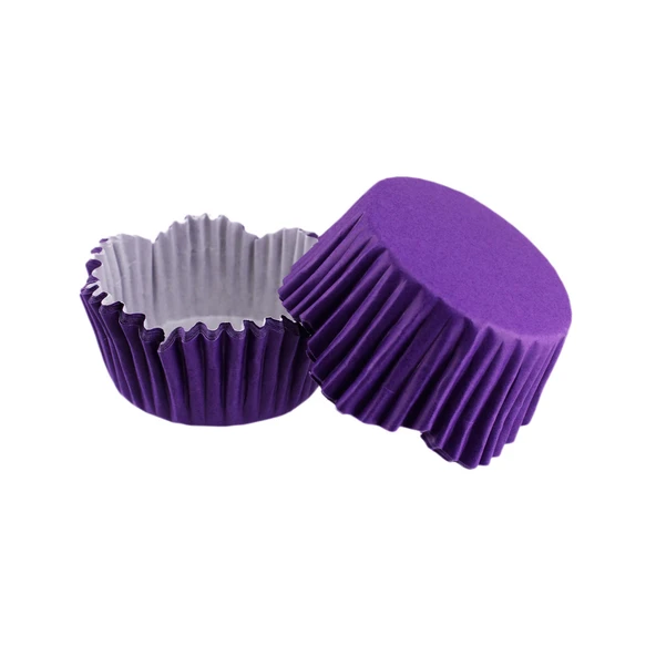 Cupcake Kalıbı Pet Kapsül Dalgalı Kek Kalıbı 65X38 MM (100 Adet)  Lila