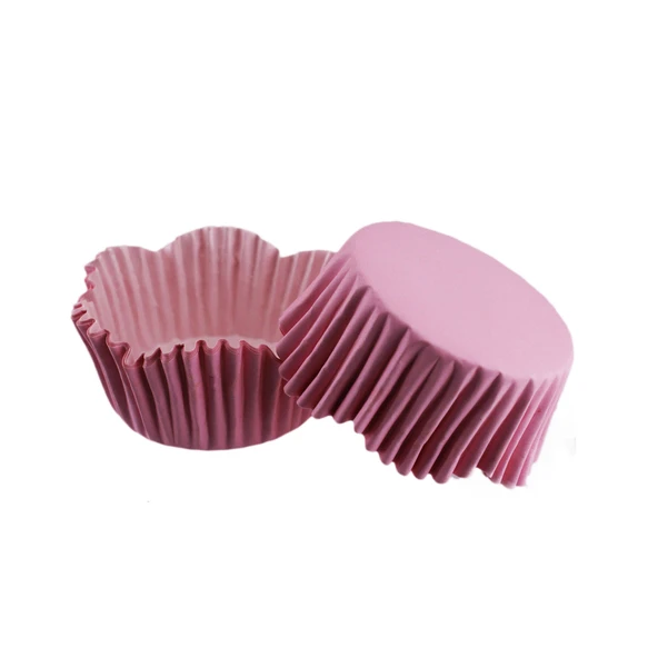 Cupcake Kalıbı Pet Kapsül Dalgalı Kek Kalıbı 65X38 MM (100 Adet)  Pembe