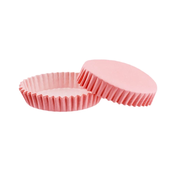 Cupcake Kalıbı Pet Kapsül Oval Model Düz Renk (100 Adet) F11  Pembe