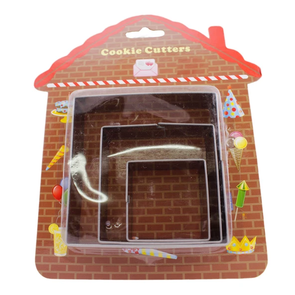 Kek Kurabiye Ve Pasta Kalıbı Metal Kare 3 Lü Set 021 - 2