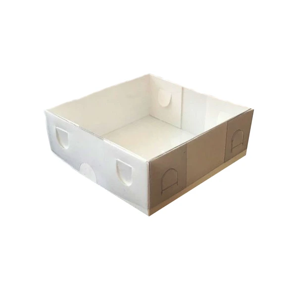 Asetat Kapaklı Karton Kutu Düz Renk 8X8X3 (50 Adet)  Krem