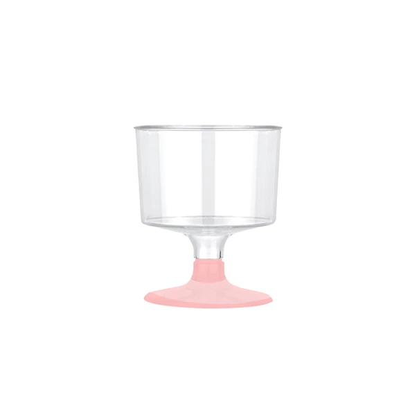 Ayaklı Shot Bardağı Küçük Plastik Kadeh 50 ML (6 Adet)  Pembe