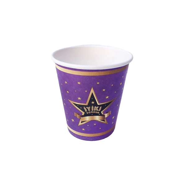 Bardak Karton İyiki Doğdun Yıldızlı 8 Oz  (8 Adet)