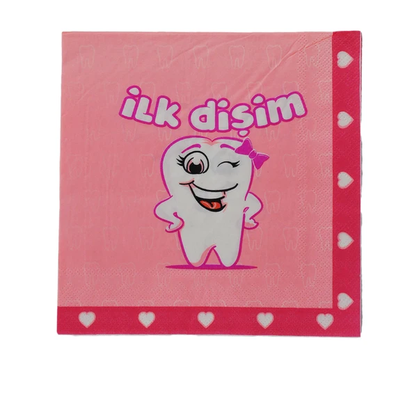 Kağıt Peçete İlk Dişim 33*33 (Diş Buğdayı) (20 Adet)  Pembe