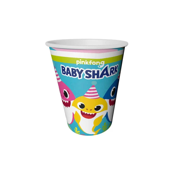 Baby Shark Temalı Karton Bardak 220/240CC (8 Adet)