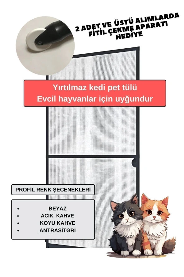 100cm X 220 Cm Menteşeli yırtılmaz kedi Kapı Sinekliği
