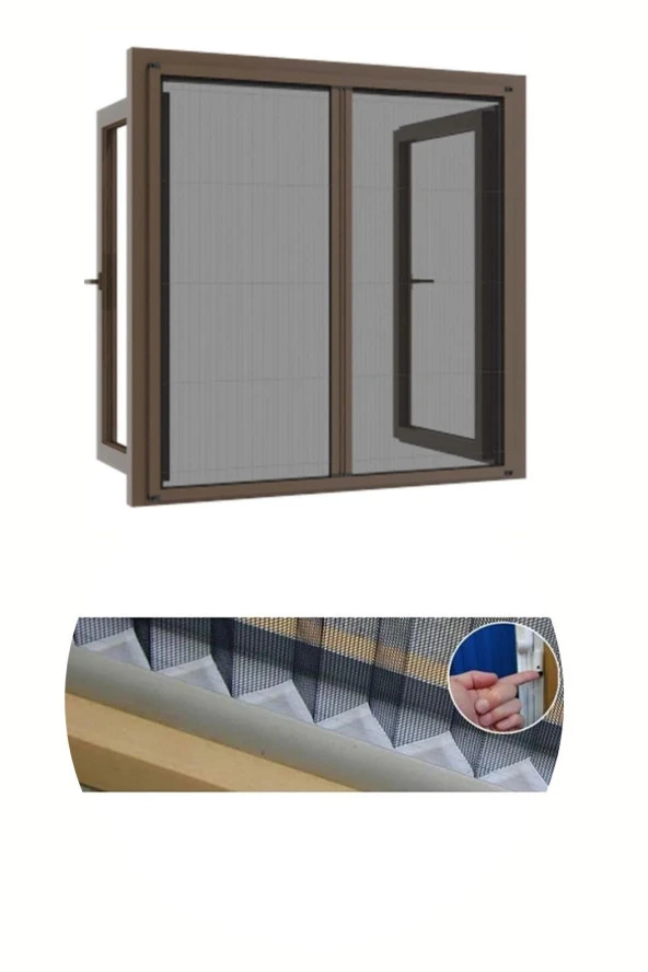 Pileli Plise Sineklik Sürgülü Çift Kanatlı Double Sineklik En 0-250 Cm X Boy 0-220 Cm - 2