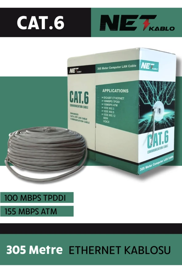 Cat6 Kablo 305 Metre Ether Kablosu Cat6 Utp - 2