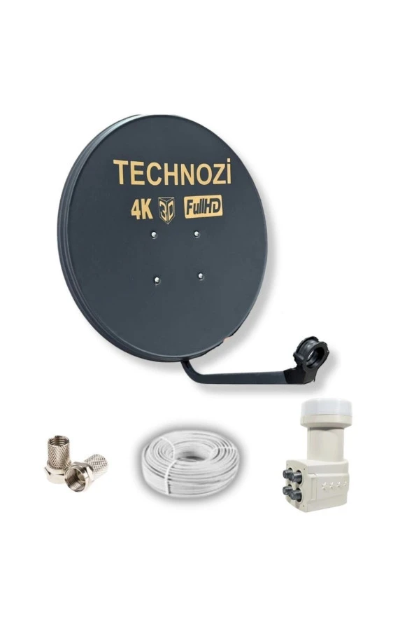 80 cm Çanak Anten Dörtlü Lnb 25 Metre Kablo 2 F Connektör