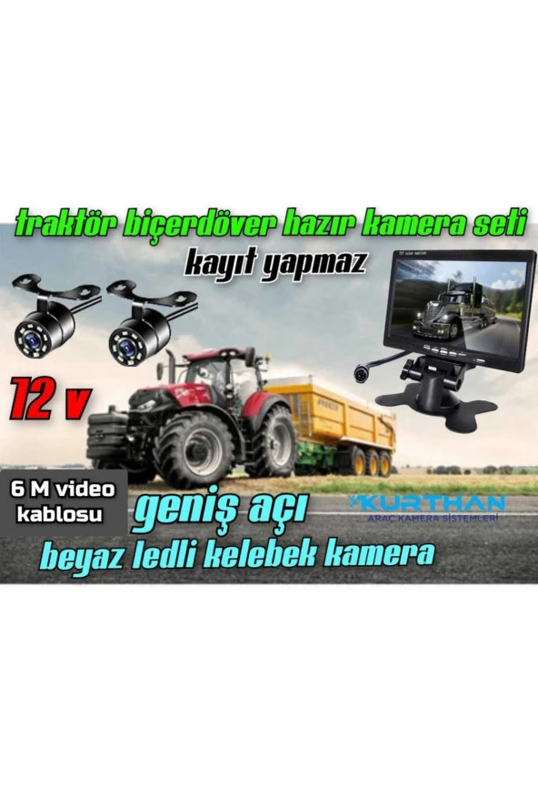 7 Inç Ekran Ve 2 Adet Ledli Kelebek Kamera Seti Traktör Biçerdöver Ve Tüm Iş Makineleri