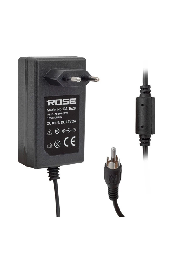 Rose Ra-1620 16 Volt - 2 Amper Priz Tipi Tos Fişli Rca Santral Adaptörü