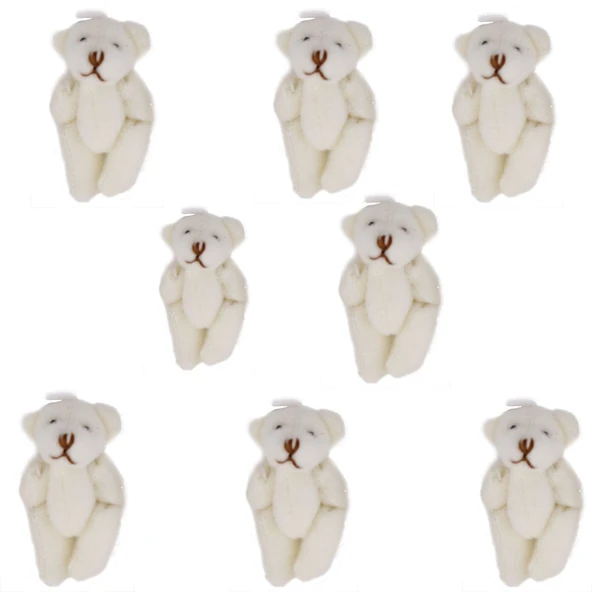 Peluş Ayıcık Parmak Ayıcık 5X3.5 CM Minik Boy Ayıcık (10 Adet)  Krem