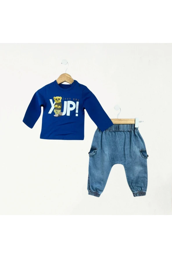 Çizgili Gömlekli Takım Mavi - Resim 2