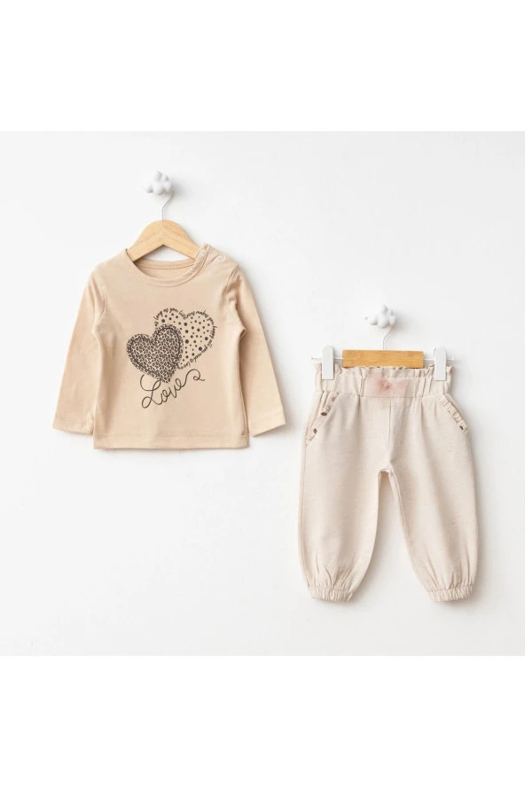 Çicek Baskı Montlu 3lü Takım Kahverengi - Resim 2