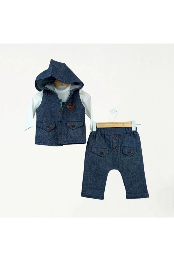 Balıksırtı Yelekli Takım Lacivert ürün görseli 1