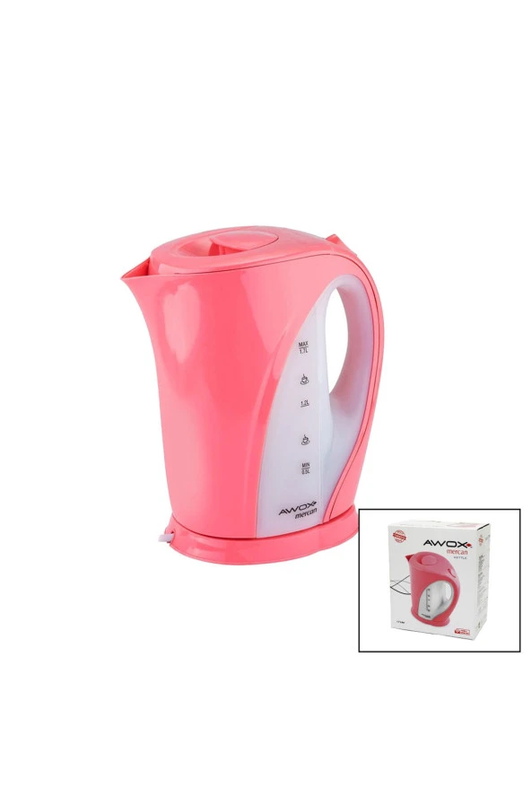 AWOX MERCAN PLASTİK PEMBE RENK KETTLE SU ISITICI 1.7LT - 2000W (44DEX34)