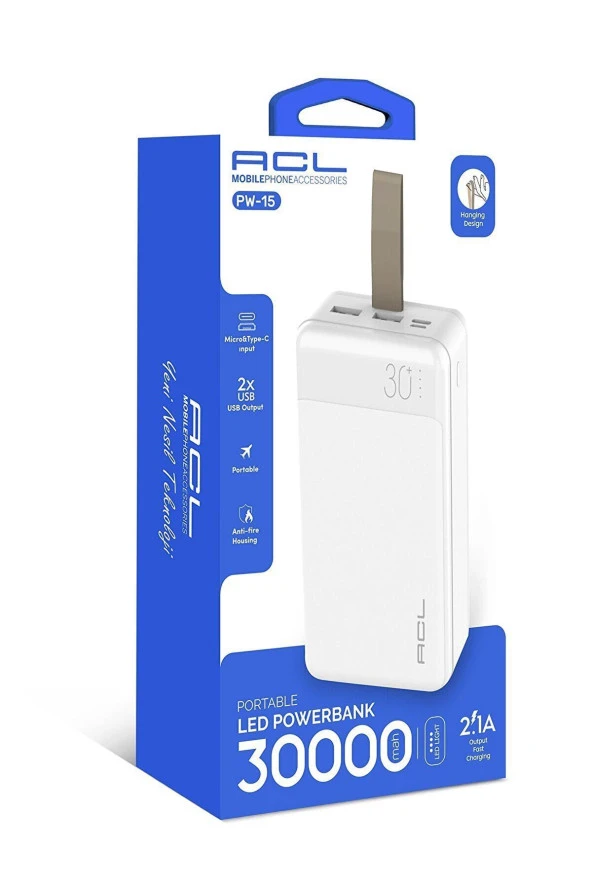 Pw-15 Led Göstergeli 30.000 Mah Taşınabilir Şarj Aleti Modern Tasarım 431550