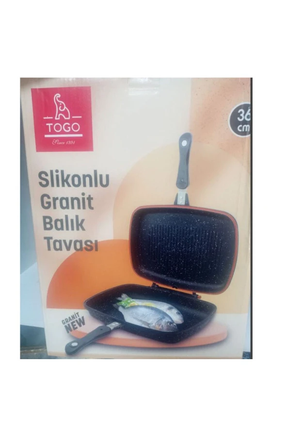 Çift Taraflı Silikonlu Mıknatıslı Granit Tava - Balık Tavası 36cm