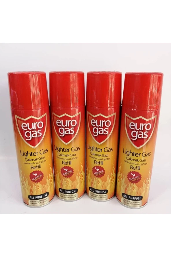 EuroGold Euro Gas Kokusuz Çakmak Gazı 250 Ml 1x4 4 Adet