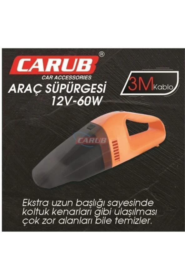 Orginal Carub Oto Süpürge 12v Çakmaktan Turuncu Ce Belgeli