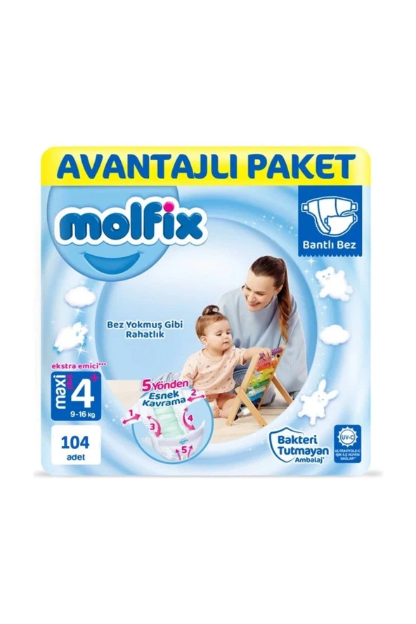 Molfix Bebek Bezi 4+ Beden Maxi Plus Fırsat Paketi 104 Adet