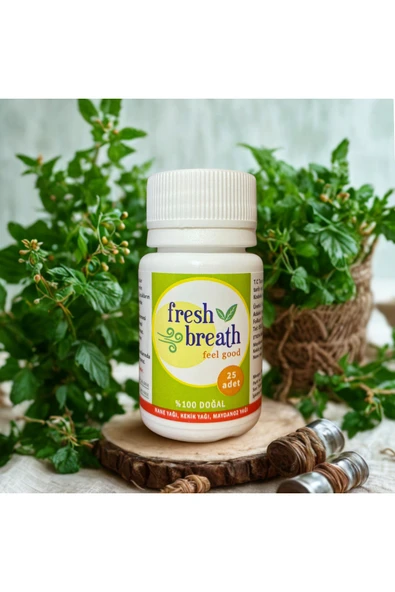 fresh breath Ağız Kokusu Önleyici, Nefes Temizleyici Kapsül 25li (SOĞAN, SARIMSAK KOKU YOK EDİCİ)%100 Doğal ürün görseli