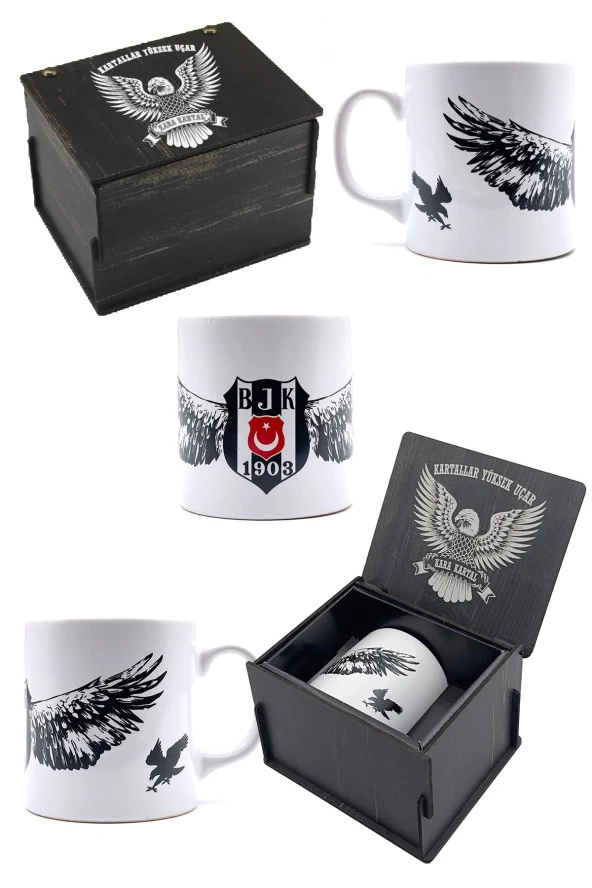 Beşiktaş Kupa Bjk Orijinal Lisanslı Mug, Özel Ahşap Kutulu